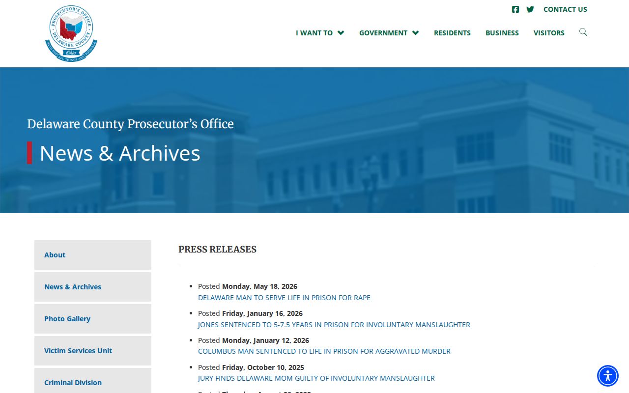 Delaware County Prosecutor news room for crime-news case records