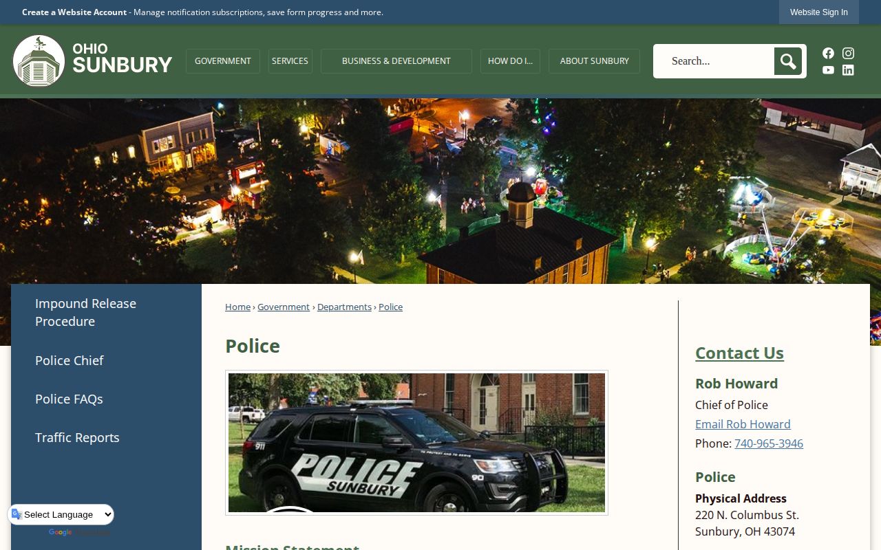 Sunbury Police public-records information for Sunbury arrest records